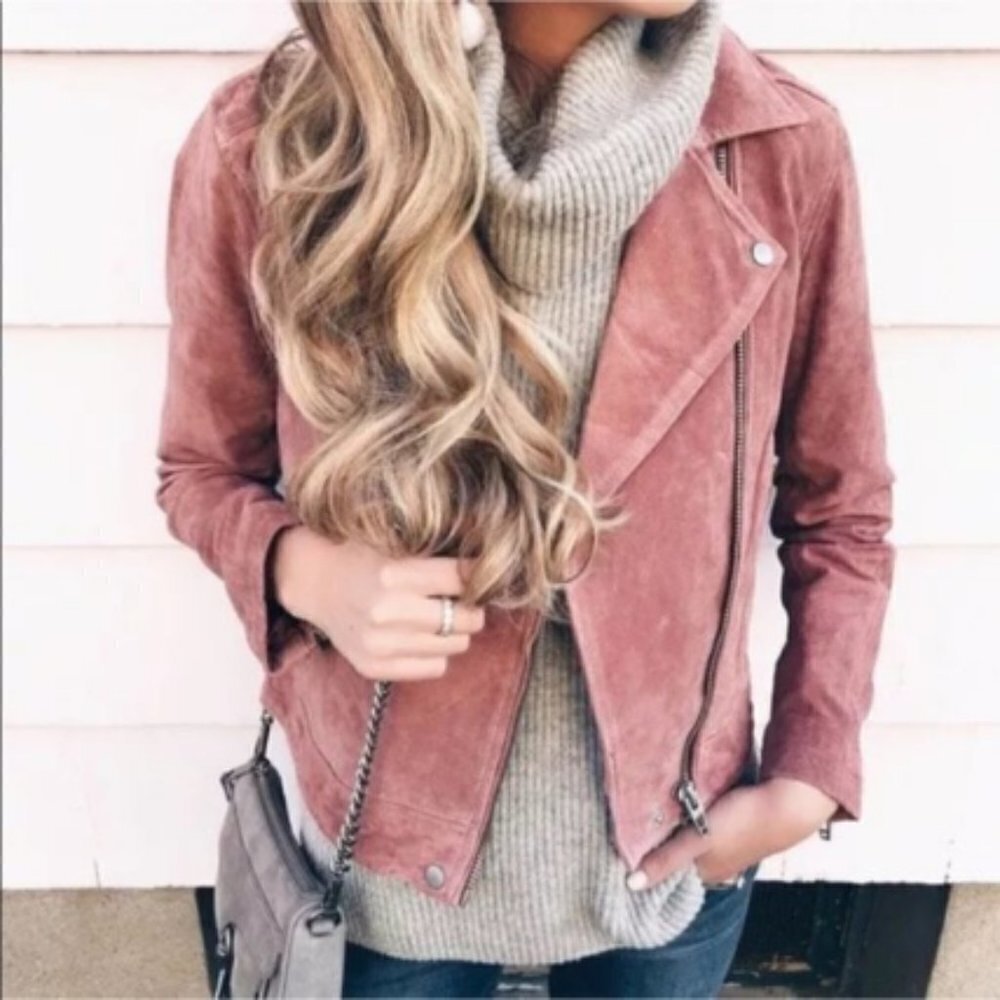 💕BLANKNYC💕 Suede Moto Jacket ~ Coral Cedar - Picture 2 of 16